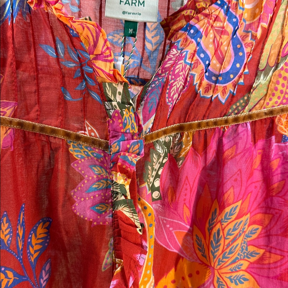 NWT Farm Rio Long Sleeve Cropped Cotton Top - Picture 4 of 7
